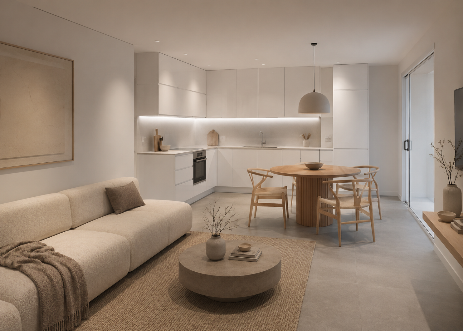 open living room – kitchen